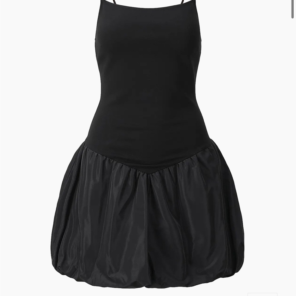 STAUD Ablee Bubble Black Minidress